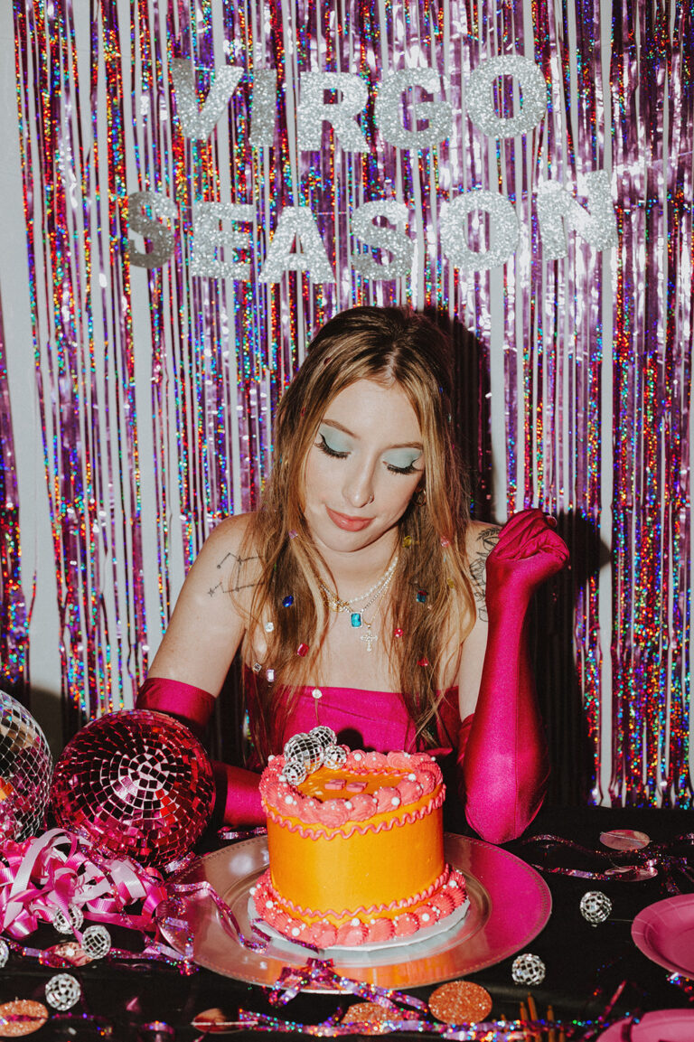 Trendy Birthday Photoshoot | Vintage Cake + Disco Ball Aesthetic ...